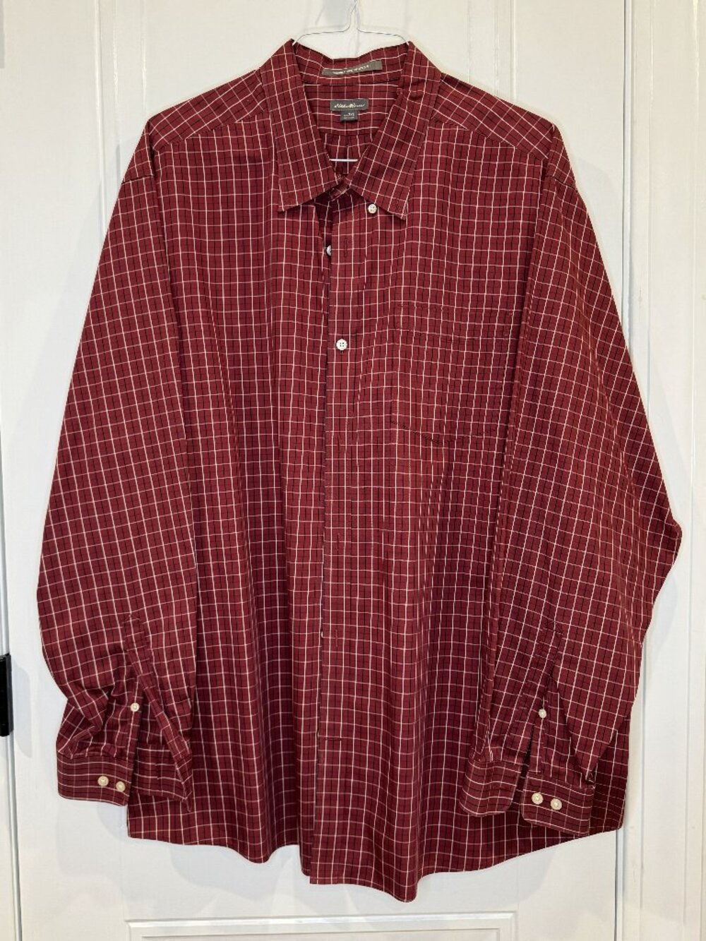 Eddie Bauer Wrinkle-Free Relaxed Fit Windowpane Plaid Button Down 3xl EUC Cotton